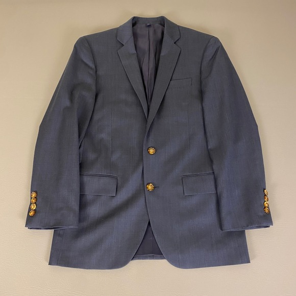 J.Crew Thompson Wool Blazer Sport Coat Men's Size 36S Blue w/ Gold‎ Buttons **